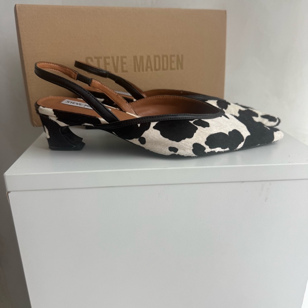Steve Madden Black and White Patterned Slingback Heels